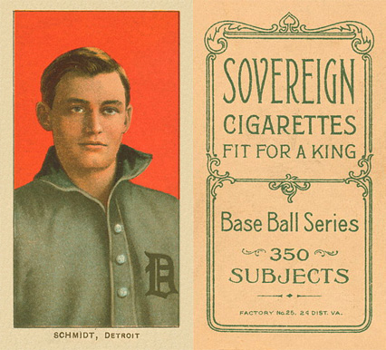 1909 White Borders Sovereign Schmidt, Detroit #427 Baseball Card