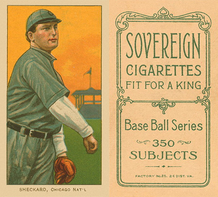1909 White Borders Sovereign Sheckard, Chicago Nat'L #442 Baseball Card
