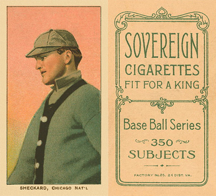 1909 White Borders Sovereign Sheckard, Chicago Nat'L #443 Baseball Card