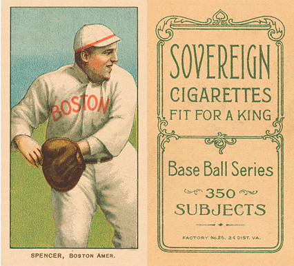 1909 White Borders Sovereign Spencer, Boston Amer. #457 Baseball Card