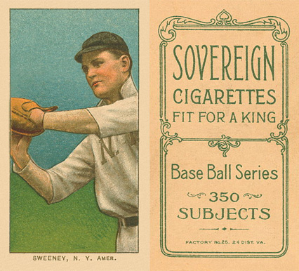 1909 White Borders Sovereign Sweeney, N.Y. Amer. #475 Baseball Card