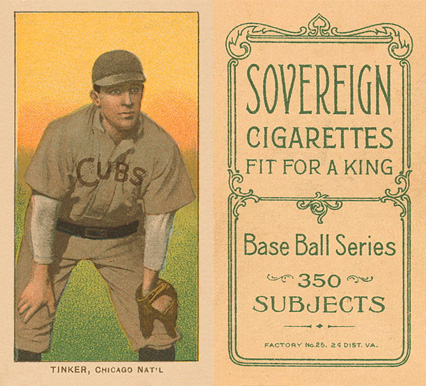 1909 White Borders Sovereign Tinker, Chicago Nat'L #487 Baseball Card