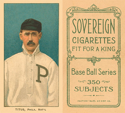 1909 White Borders Sovereign Titus, Phila. Nat'L #489 Baseball Card