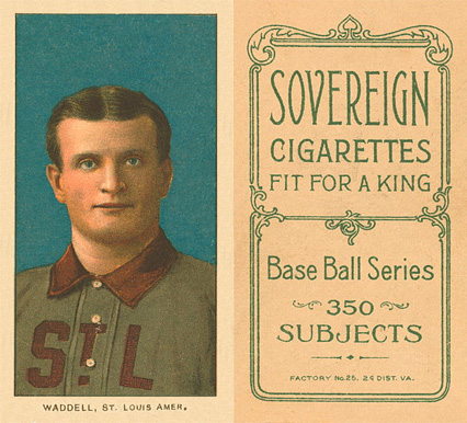 1909 White Borders Sovereign Waddell, St. Louis Amer. #493 Baseball Card