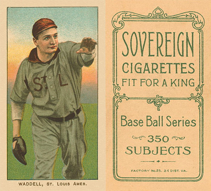 1909 White Borders Sovereign Waddell, St. Louis Amer. #494 Baseball Card