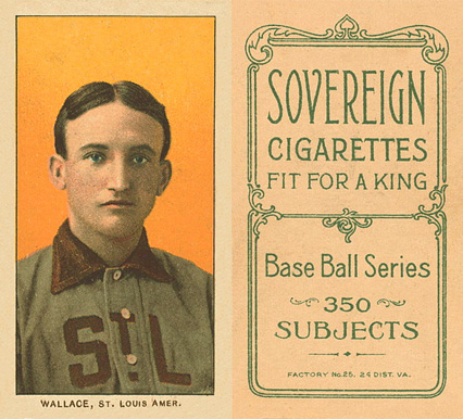 1909 White Borders Sovereign Wallace, St. Louis Amer. #498 Baseball Card