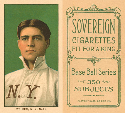 1909 White Borders Sovereign Weimer, N.Y. Nat'L #501 Baseball Card