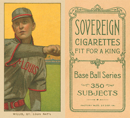 1909 White Borders Sovereign Willis, St. Louis Nat'L #514 Baseball Card