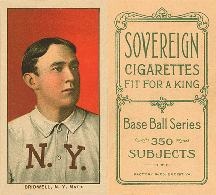1909 White Borders Sovereign Bridwell, N.Y. Nat'L #54 Baseball Card