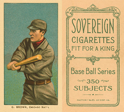 1909 White Borders Sovereign G. Brown, Chicago Nat'L #55 Baseball Card