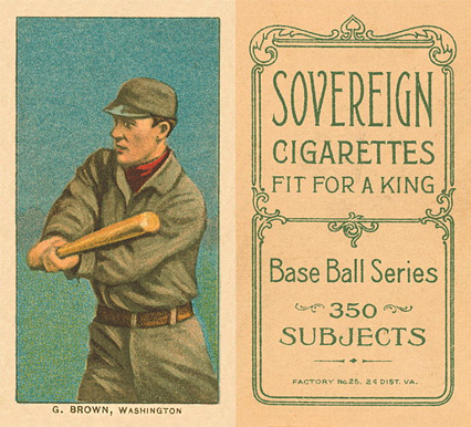 1909 White Borders Sovereign G. Brown, Washington #56 Baseball Card