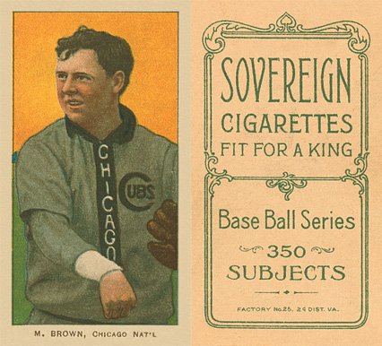 1909 White Borders Sovereign Brown, Chicago Nat'L #57 Baseball Card