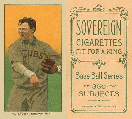 1909 White Borders Sovereign Brown, Chicago Nat'L #58 Baseball Card