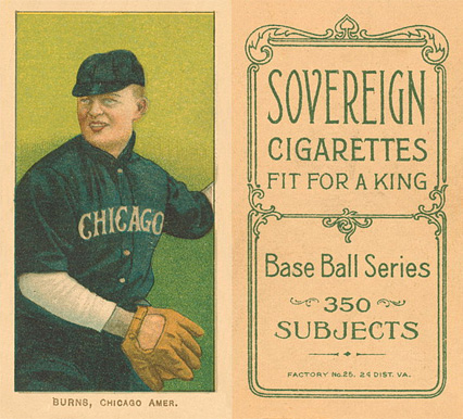 1909 White Borders Sovereign Burns, Chicago Amer. #64 Baseball Card