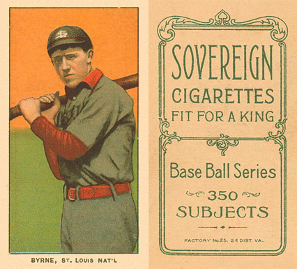 1909 White Borders Sovereign Byrne, St. Louis Nat'l #67 Baseball Card
