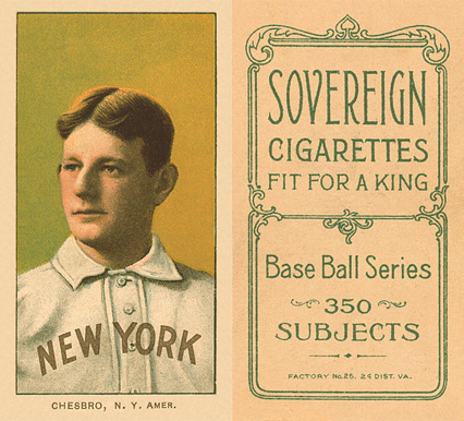 1909 White Borders Sovereign Chesbro, N.Y. Amer. #87 Baseball Card