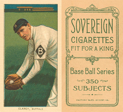 1909 White Borders Sovereign Clancy, Buffalo #89 Baseball Card