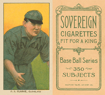 1909 White Borders Sovereign J.J. Clarke, Cleveland #93 Baseball Card
