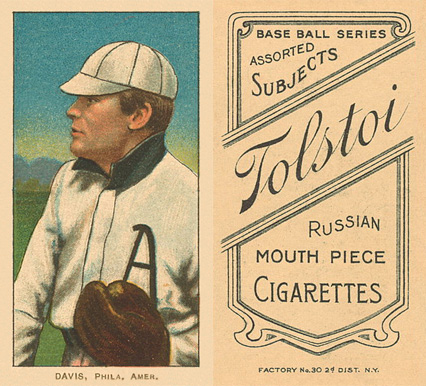 1909 White Borders Tolstoi Davis, Phila. Amer. #121 Baseball Card