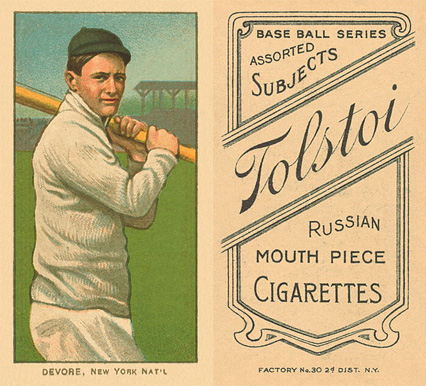 1909 White Borders Tolstoi Devore, New York Nat'L #129 Baseball Card