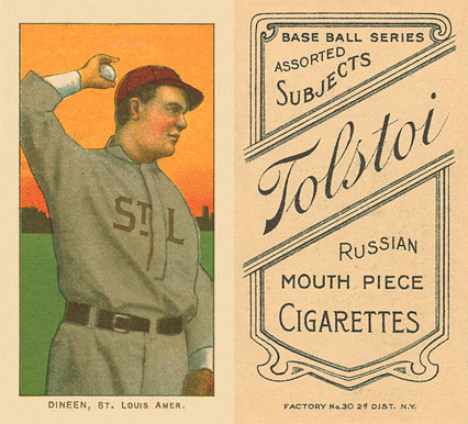 1909 White Borders Tolstoi Dineen, St. Louis Amer. #130 Baseball Card