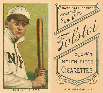 1909 White Borders Tolstoi Donlin, N.Y. Nat'L #133 Baseball Card