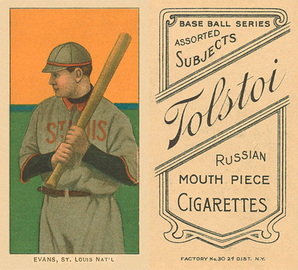 1909 White Borders Tolstoi Evans, St. Louis Amer. #165 Baseball Card