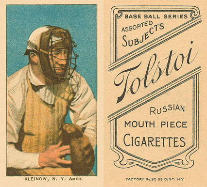 1909 White Borders Tolstoi Kleinow, N.Y. Amer. #256 Baseball Card