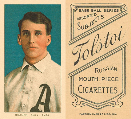 1909 White Borders Tolstoi Krause, Phila. Amer. #265 Baseball Card