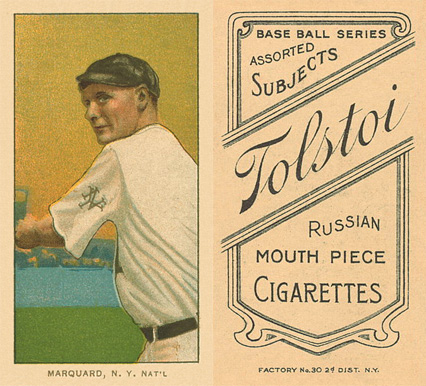 1909 White Borders Tolstoi Marquard, N.Y. Nat'L #304 Baseball Card