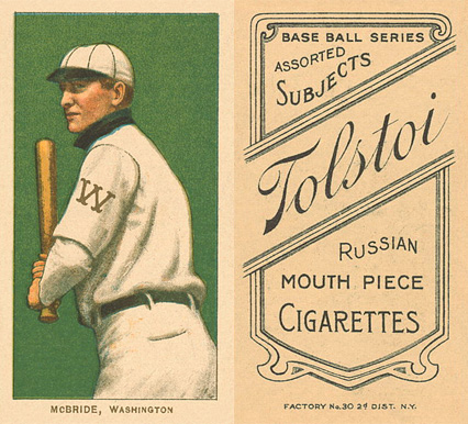 1909 White Borders Tolstoi McBride, Washington #312 Baseball Card