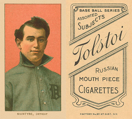 1909 White Borders Tolstoi McIntyre. Detroit #326 Baseball Card