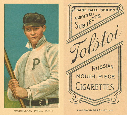 1909 White Borders Tolstoi McQuillan, Phila. Nat'L #329 Baseball Card