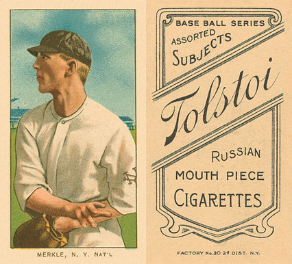 1909 White Borders Tolstoi Merkle, N.Y. Nat'L #331 Baseball Card