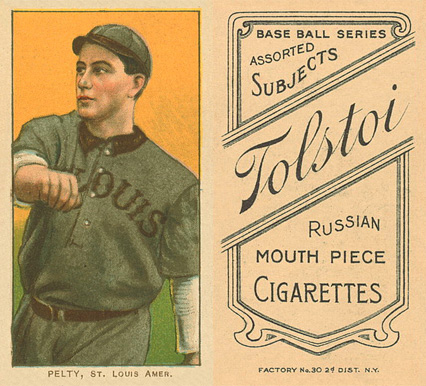 1909 White Borders Tolstoi Pelty, St. Louis Amer. #384 Baseball Card