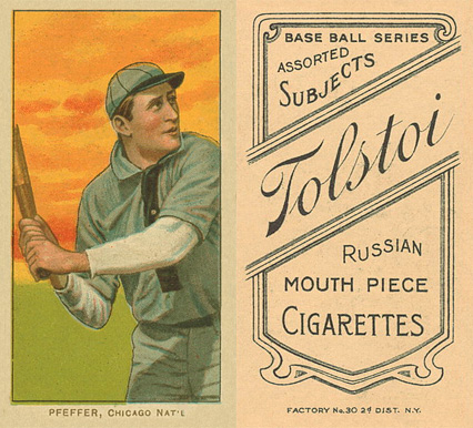 1909 White Borders Tolstoi Pfeffer, Chicago Nat'L #388 Baseball Card