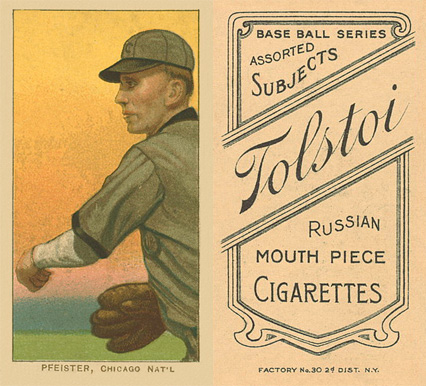 1909 White Borders Tolstoi Pfeister, Chicago Nat'L #390 Baseball Card