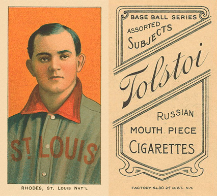 1909 White Borders Tolstoi Rhodes, St. Louis Nat'L #411 Baseball Card