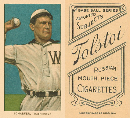 1909 White Borders Tolstoi Schaefer, Washington #421 Baseball Card