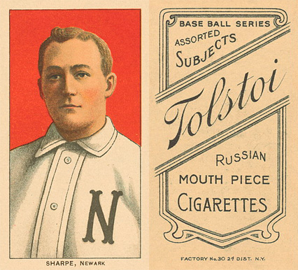 1909 White Borders Tolstoi Sharpe, Newark #438 Baseball Card