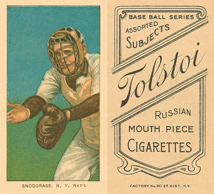 1909 White Borders Tolstoi Snodgrass, N.Y. Nat'L #454 Baseball Card