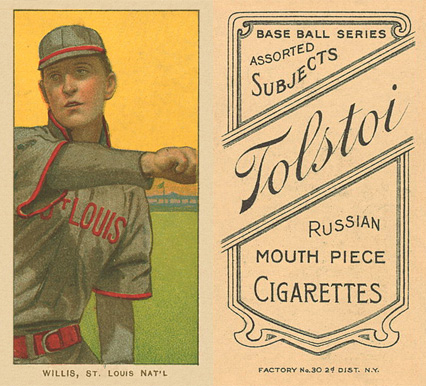 1909 White Borders Tolstoi Willis, St. Louis Nat'L #514 Baseball Card