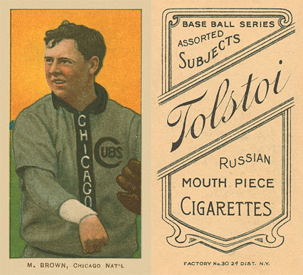 1909 White Borders Tolstoi Brown, Chicago Nat'L #57 Baseball Card
