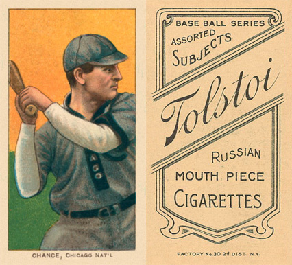 1909 White Borders Tolstoi Chance, Chicago Nat'L #77 Baseball Card