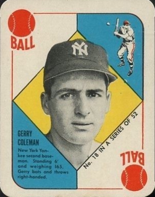 1951 Topps Red Backs Jerry Coleman #18 Baseball Card
