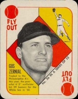 1951 Topps Red Backs Gus Zernial #36p Baseball Card
