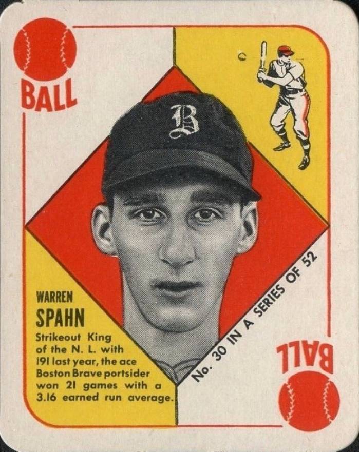 1951 Topps Red Backs Warren Spahn #30 Baseball Card
