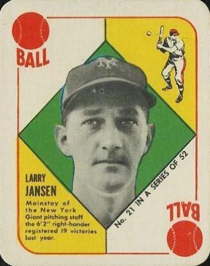 1951 Topps Red Backs Larry Jansen #21 Baseball Card