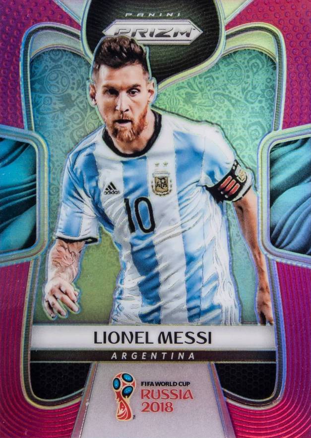 2018 Panini National Convention 2018 Prizm World Cup Pink Prizm Lionel Messi #1 Soccer Card