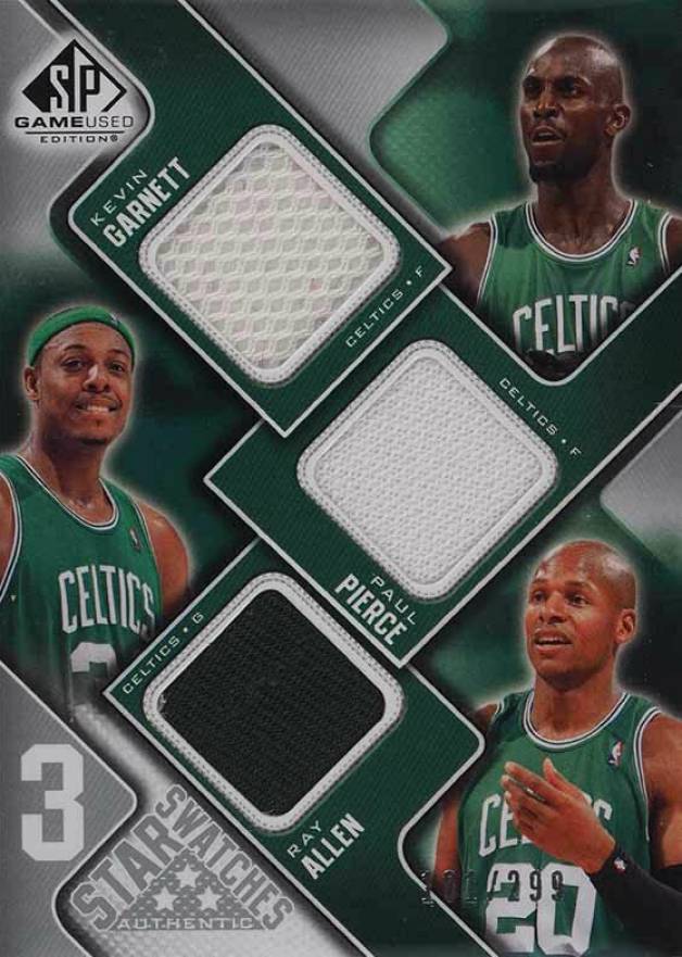 2009 SP Game Used 3 Star Swatches Kevin Garnett/Ray Allen/Paul Pierce #3SPAG Basketball Card